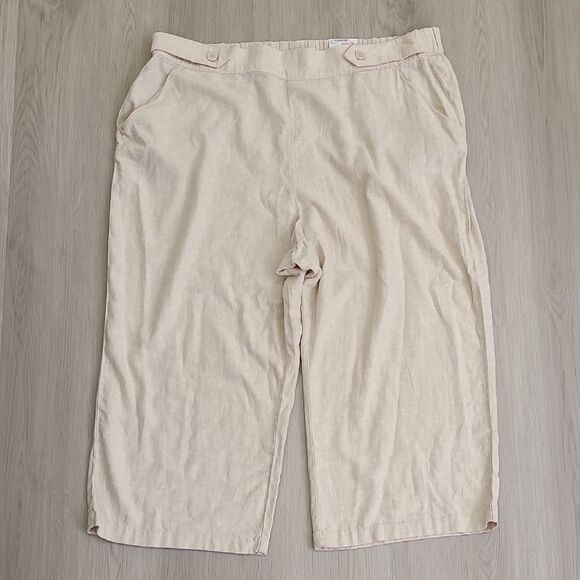 Croft & Barrow NWT Beige Linen Blend Pants Mid Rise Summer Plus Size 3X Crop - Picture 1 of 5
